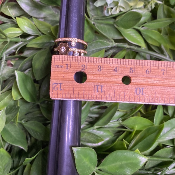 Michael Kors Gold Tone Flower Power Layered Ring with Clear Crystal Details - Picture 16 of 16